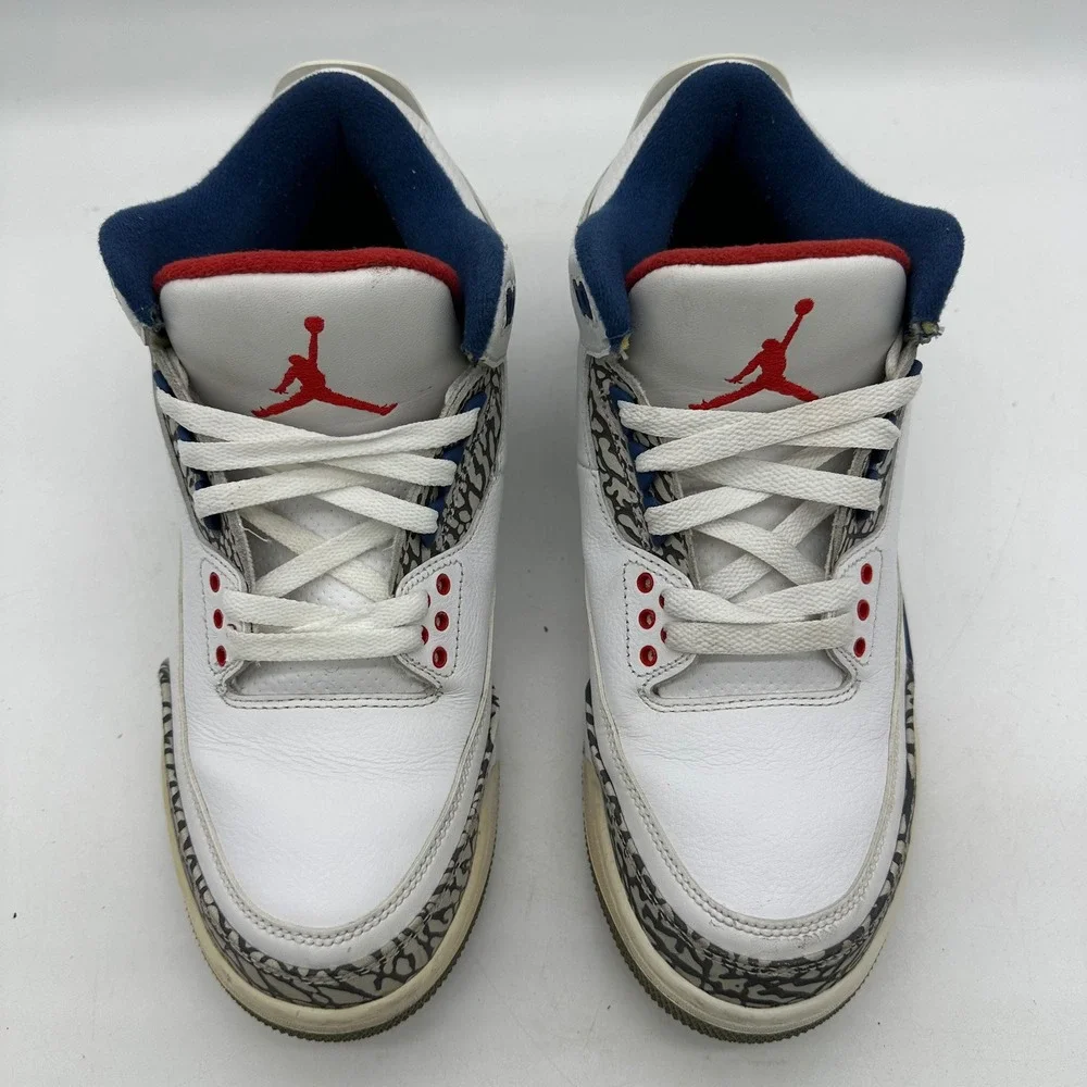 Nike 854262-106 Mens 8.5 Air Jordan 3 White Cement True Blue Retro OG Sneakers